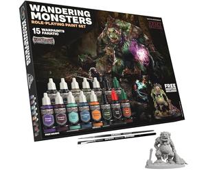 The Army Painter, GameMaster: Wandering Monsters Role-playing Paint Set Combo, 15x18 ml Warpaints Acrylique Fanatic, 2 Pinceaux GameMaster, 1 Figurine Troll Gratuite
