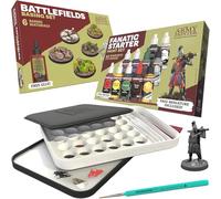 The Army Painter, Hobby Essentials Bundle, avec Wet Palette XL et Basing | Warpaints Fanatic Starter Set, Battlefield Basing Set, Wet Palette XL & 1 pinceau Dipit, pour D&D et Warhammer