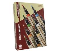 The Army Painter, Speedpaint Marker Starter Set - 10 x 6 ml Speedpaint 2.0, dont 9 marqueurs contrastes & 1 métallique, avec 10 pointes en plus - pour DnD et Warhammer