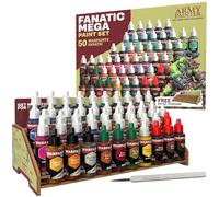 The Army Painter Warpaints Fanatic Mega Set, 50 x 18 ml Peintures Acryliques incl. Teintes de Peau, Métalliques, Effets, Lavis, 1 Station de Peinture & 1 Pinceau - Warhammer & D&D.