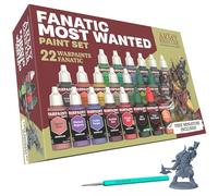 The Army Painter Warpaints Fanatic: Most Wanted Combo Set, 22 x 18 ml Peintures Acryliques incl. Teintes de Peau, Métalliques, Effets, Lavis, Apprêt, 1 Pinceau & 1 Figurine - Peinture D&D & Warhammer.