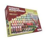 The Army Painter, Warpaints Fanatic Wargamers Paint Set, 102 x 18 ml Peintures Acryliques incl. Métalliques, Lavis, Effets, 1 Pinceau & 1 Figurine - Peinture pour D&D & Warhammer.