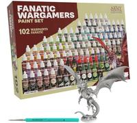 The Army Painter, Warpaints Fanatic Wargamers Set Combo, 102 x 18 ml | Métalliques, lavis, effets, 2 pinceaux & 1 figurine, ensemble de peinture pour D&D & Warhammer