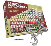 The Army Painter, Warpaints Fanatic Wargamers Set Combo, 102 x 18 ml Peintures Acryliques incl. Métalliques, Lavis, Effets, 2 Pinceaux & 1 Figurine - Ensemble de peinture pour D&D & Warhammer.
