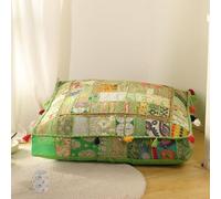 THE ART BOX 88 x 88 x 12 cm Grand Coussin d'extérieur Vintage Patchwork Grand lit pour Chien Décor de Jardin Bohemian Literie décorative pour Enfants Oreiller de Sol de méditation (Housse Uniquement)