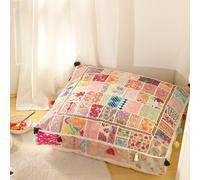 THE ART BOX 88 x 88 x 12 cm Grand Coussin d'extérieur Vintage Patchwork Grand lit pour Chien Décor de Jardin Bohemian Literie décorative pour Enfants Oreiller de Sol de méditation (Housse Uniquement)