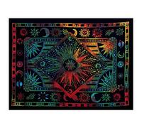 THE ART BOX Arc-en-Ciel Hippie Mandala Soleil Lune Psychédélique Trippy Tapisserie pour Chambre Céleste Bohème Suspendue Planète