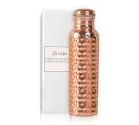 THE ART BOX Bouteille d'eau en cuivre martelé de 950 ml - Grand design ayurvédique avec couvercle anti-fuite et fond antidérapant pour boire, voyage, sport, fitness et yoga