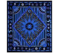 THE ART BOX Burning Sun Tapestry Tie Dye Celestial Poster Aesthetic Bedroom Tapestrys Moon Star Tarot Cotton Wall Hanging Boho Hippie Dorm Decor Beach Coverlet Curtain Blanket - Blue 54"X82"