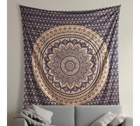 THE ART BOX Hippie Ombre Mandala Tissu Murale Grand Tapisserie Or et Bleu - 220x230 cm Boho Bohemian Maison Décoration Murale de Plage en Coton Indien Tapisseries pour Chambre