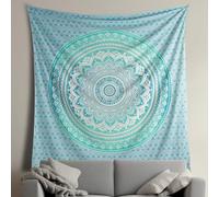 THE ART BOX Hippie Ombre Mandala Tissu Murale Grand Tapisserie Vert et Blanc - 220x230 cm Boho Bohemian Maison Décoration Murale de Plage en Coton Indien Tapisseries pour Chambre