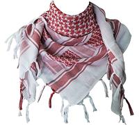 THE ART BOX Pure Coton Militaire Hommes Écharpe Tactique Désert Arabe Écharpe Pour Hommes Visage Masque Cou Bandana Shemagh Écharpe Wrap Écharpes Écharpe Afghane, 110cm x 110cm, Blanc Rouge
