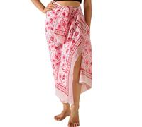THE ART BOX Sarong 100% Coton pour Femme Indien imprimé Bloc de Bain Maillot de Bain paréo Jupe Portefeuille Plage Bikini Cover Up Long (185 x 110 cm), Rouge/Blanc, Taille Unique