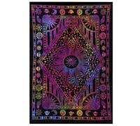 THE ART BOX Soleil Lune Hippie Mandala Brûlant Soleil Psychedelic Tapisserie Multicolore - 77 x 102 cm Indien Coton Zodiaque Tenture Bohémien Petit Céleste Tapisserie pour Chambre