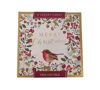 The Art File Lot de 8 cartes de Noël - Robin, glands et baies Lux Box - LBX110
