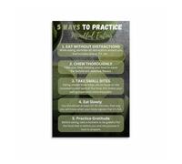The Art of Mindful Eating Poster, Motivational Dining Awareness Wall Art for Wellness Studio, Home Kitchen(Framed,08x12inch(20x30cm))