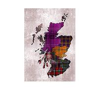 The Art Stop Painting Map Outline Scotland Tartan Inset Regions Framed Print F12X6524
