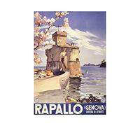 The Art Stop TRAVEL TOURISM RAPALLO ITALY CASTLE LAKE GENOA VINTAGE FRAMED PRINT F12X7133