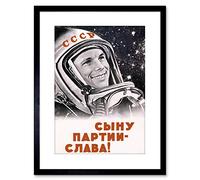 The Art Stop Vintage AD Soviet USSR Gagarin Cosmonaut Framed Print F97X5989