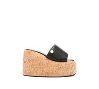 The Attico, Femme, Chaussures, Noir, Taille: 38 EU Sandales compensées à bout ouvert et rembourrées
