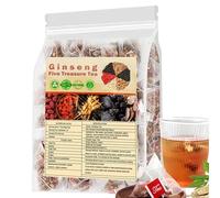 Thé au ginseng Cinq Trésors, 20 sachets de ginseng, Cinq tisanes bio, pour femmes et hommes (A-1pac)