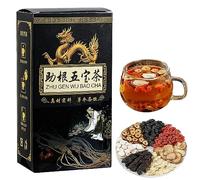 Thé au ginseng Five Treasures Tea, thé rénal, formule au ginseng Five Treasure, thé essentiel pour les reins, thé pour soins du foie et des reins, tonifier les reins pour homme (1 boîte)