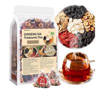Thé au ginseng Jgfwat Six Trésors | Thé nourrissant et détoxifiant pour les reins | Tisane naturelle au ginseng chinois et aux dattes rouges | pour femmes et hommes (250 g/10 g x 25 sachets)