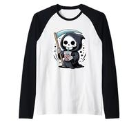 Thé au Lait à Bulles Kawaii Grim Reaper Halloween Boba Tea Manche Raglan