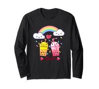 Thé au Lait Mignon Kawaii Bubble Boba - Flèche Amusante en Forme de cœur Arc-en-Ciel Manche Longue