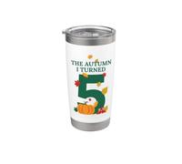 The Autumn I Turned 5 Clean Fall Vector 5e anniversaire Gobelet isotherme en acier inoxydable double paroi