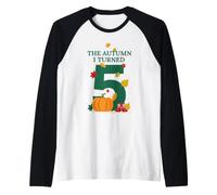 The Autumn I Turned 5 Clean Fall Vector 5e Anniversaire Manche Raglan
