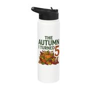 The Autumn I Turned 5 Pumpkin Fall Thème 5e anniversaire Stainless Steel Insulated Water Bottle