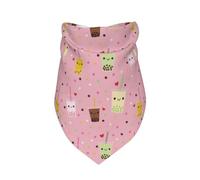 Thé aux Perles Happy Boba Rose,Bavoir écharpe Triangulaire à Capuche réglable pour Animaux de Compagnie, Capuche Lavable adaptée aux Chiens et Chats de Petite, Moyenne et Grande Taille