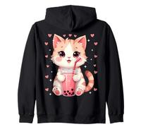 Thé aux Perles pour Chat - pour Filles et Femmes - Kawaii Neko Lover Sweat à Capuche