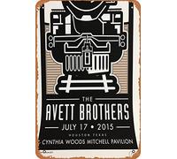 The Avett Brothers - Affiche 2015 Houston, Texas, Cynthia Woods rétro en métal vintage 30,5 x 20,3 cm Décoration murale