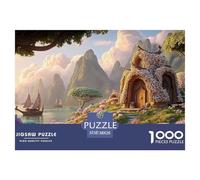 The Background is Composed of Mountains 1000 Pcs Carton Extra-épais Lot de Puzzles Seaside Stone Cottage Stimulant Et Éducatif Défi Unique Puzzles As Birthday Gifts 38x26cm/1000pcs