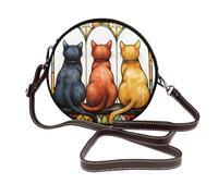 The Backs Of Three Cats Sac à bandoulière rond en cuir pour femme