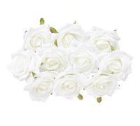 The Baked Studio - 10 Pieces Artificial Silk Rose Flowers for DIY Wreath Cake Home Wedding Decoration (White)