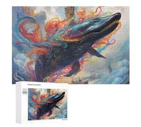 The Baleine Puzzles 1000 Pièces Adultes, Puzzle en Bois Jeux D'adresse pour Toute La Famille,Jeu De Team Building （75×50cm）