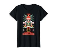 The Baseball Nutcracker Funny Christmas Baseball Player T-Shirt Graphique avec Valeur, Femme, Noir, S