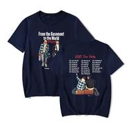 The Basement Yard Merch from The Basement to The World T-shirt à manches courtes pour fans de fans Vêtements d'été, bleu marine, S