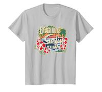 The Beach Boys Rock Band Tropical by Rock Off T-Shirt, Enfant, Argent, 8 Ans