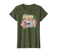 The Beach Boys Rock Band Tropical by Rock Off T-Shirt, Femme, Olive, M