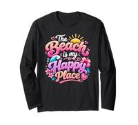 The Beach is My Happy Place Jolies Vacances d'été Tropicales Manche Longue
