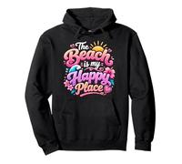 The Beach is My Happy Place Jolies Vacances d'été Tropicales Sweat à Capuche