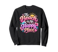 The Beach is My Happy Place Jolies Vacances d'été Tropicales Sweatshirt