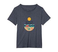 The Beach is My Happy Place - Vacances d'été ensoleillées T-Shirt, Femme Grandes Tailles, Bleu Chiné, 5X
