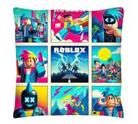 The Beach Stop Housse de coussin amusante avec personnage de jeu vidéo | Décoration d'intérieur pop Art | Idée cadeau pour hommes, femmes, garçons et filles | 45 x 45 cm (Roblox Pop Art)