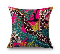 The Beach Stop Housse de coussin décorative pour salon, chambre à coucher et jardin - 45 x 45 cm (girafe de la jungle)