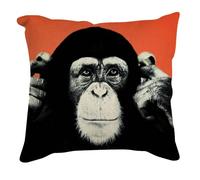 The Beach Stop Housses de coussin créatives avec motif chimpanzé Orange